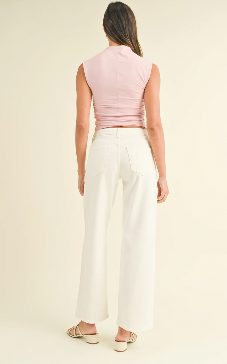 Mid Rise Slim Wide Leg