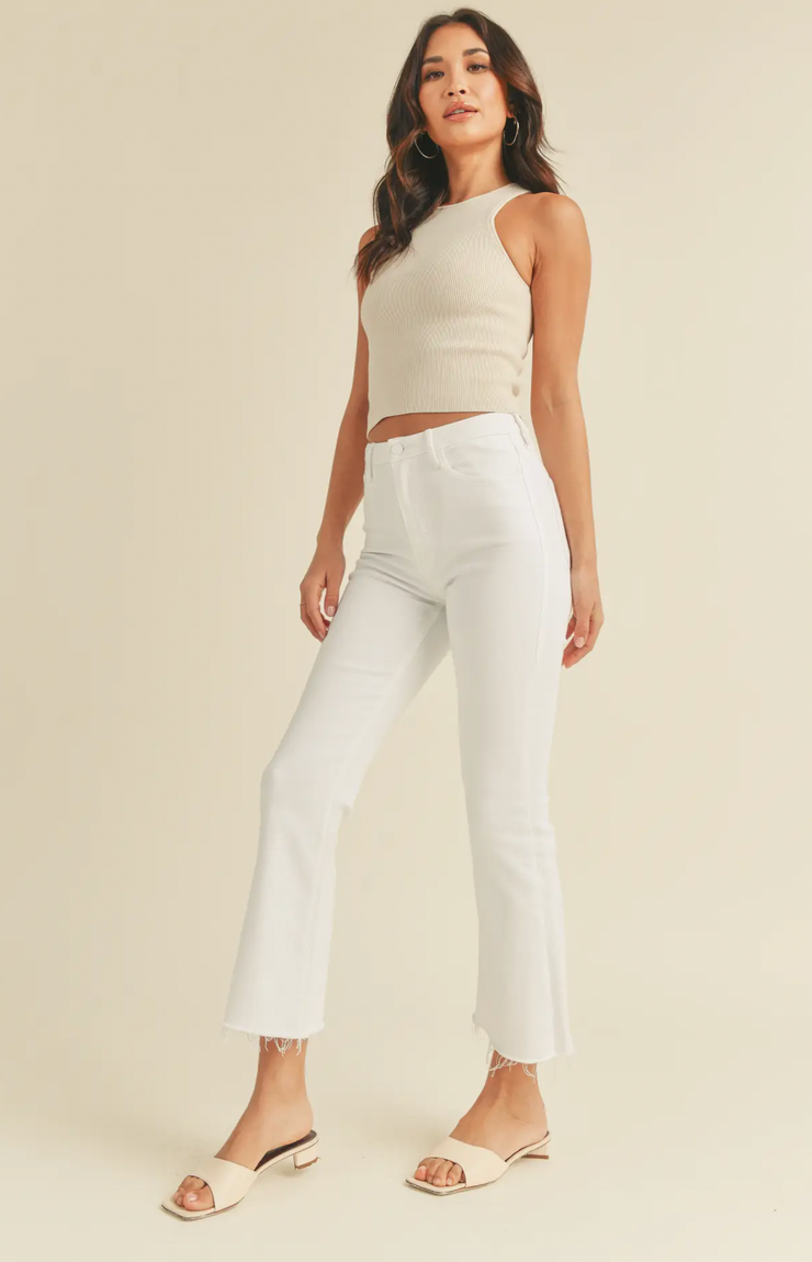 Vintage Crop Flare Denim | Optic White