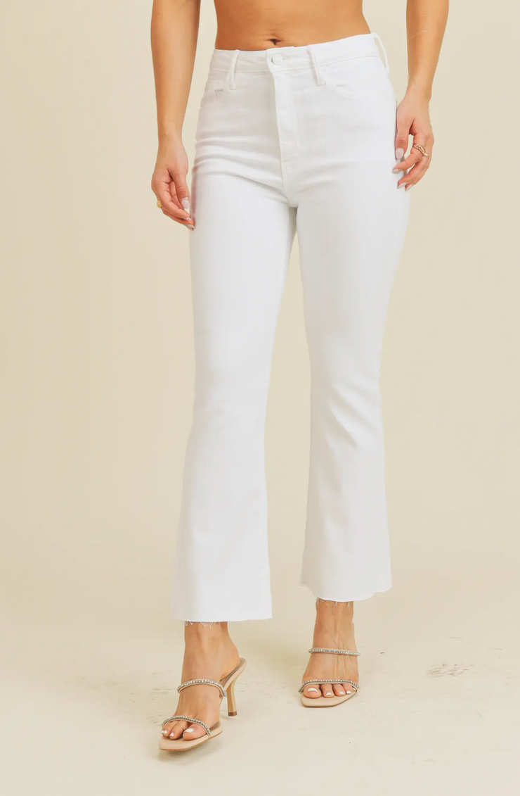 Vintage Crop Flare Denim | Optic White