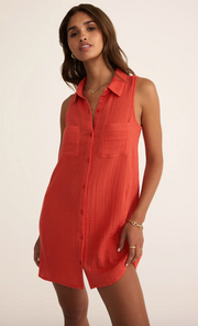 New Light Gauze Mini Dress | Cabana Red