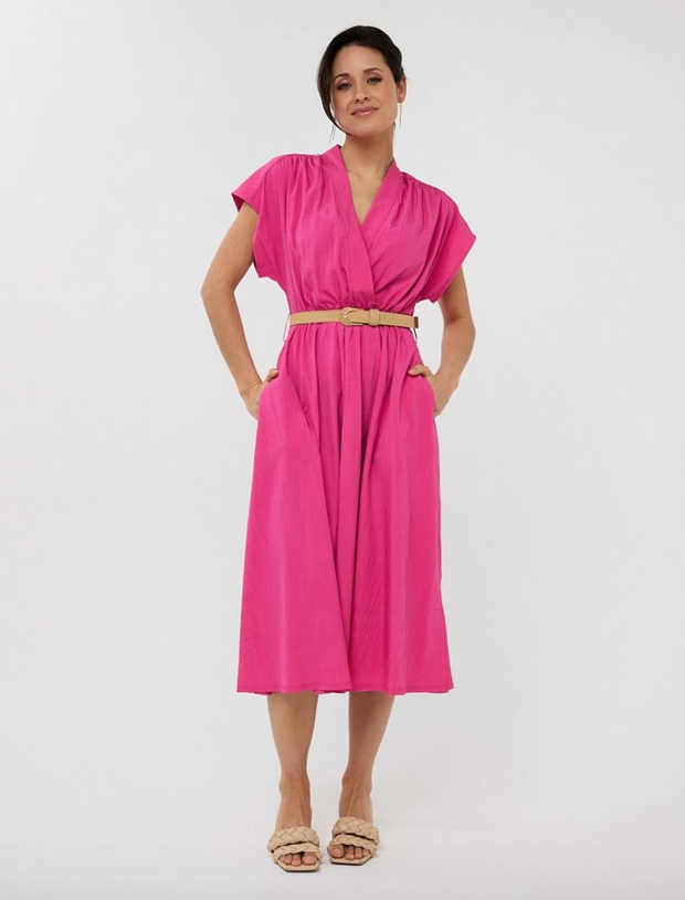 Priscilla Pink Belted Maxi Dress