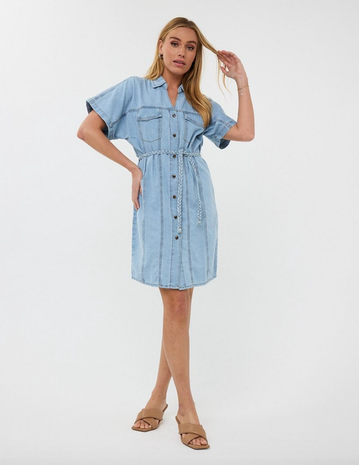 Austin Denim Braided Belt Dress