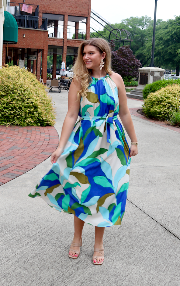 Sea Breeze Leaves Halter Maxi