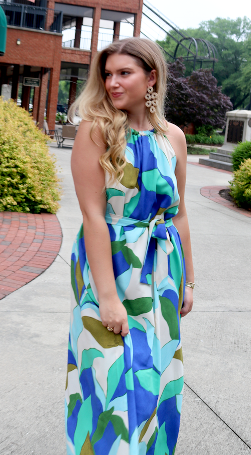 Sea Breeze Leaves Halter Maxi