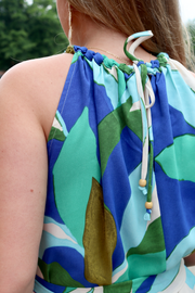 Sea Breeze Leaves Halter Maxi
