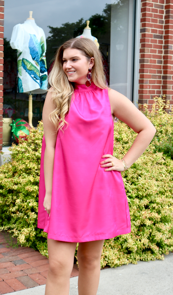 Farrah Trapeze Mini Dress | Lipstick Pink