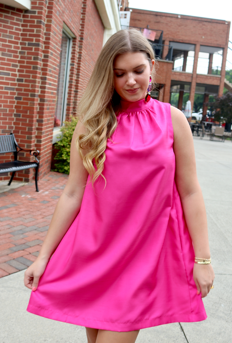 Farrah Trapeze Mini Dress | Lipstick Pink