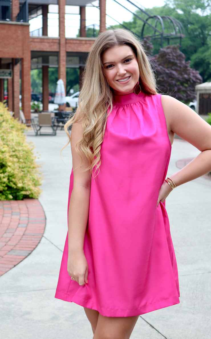 Farrah Trapeze Mini Dress | Lipstick Pink