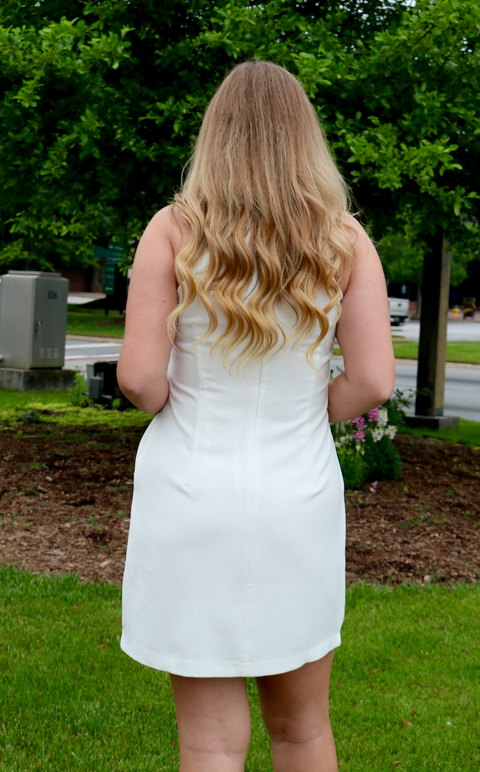 Danica V Neck Dress | White