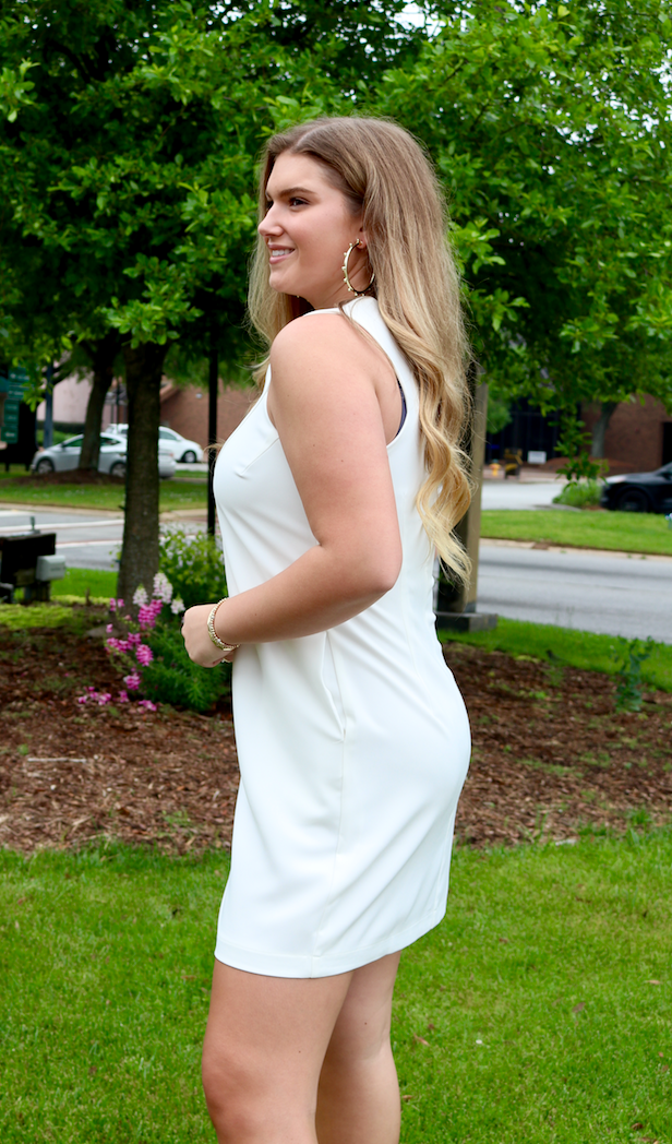 Danica V Neck Dress | White