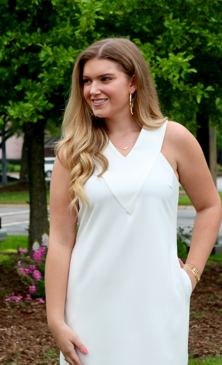 Danica V Neck Dress | White
