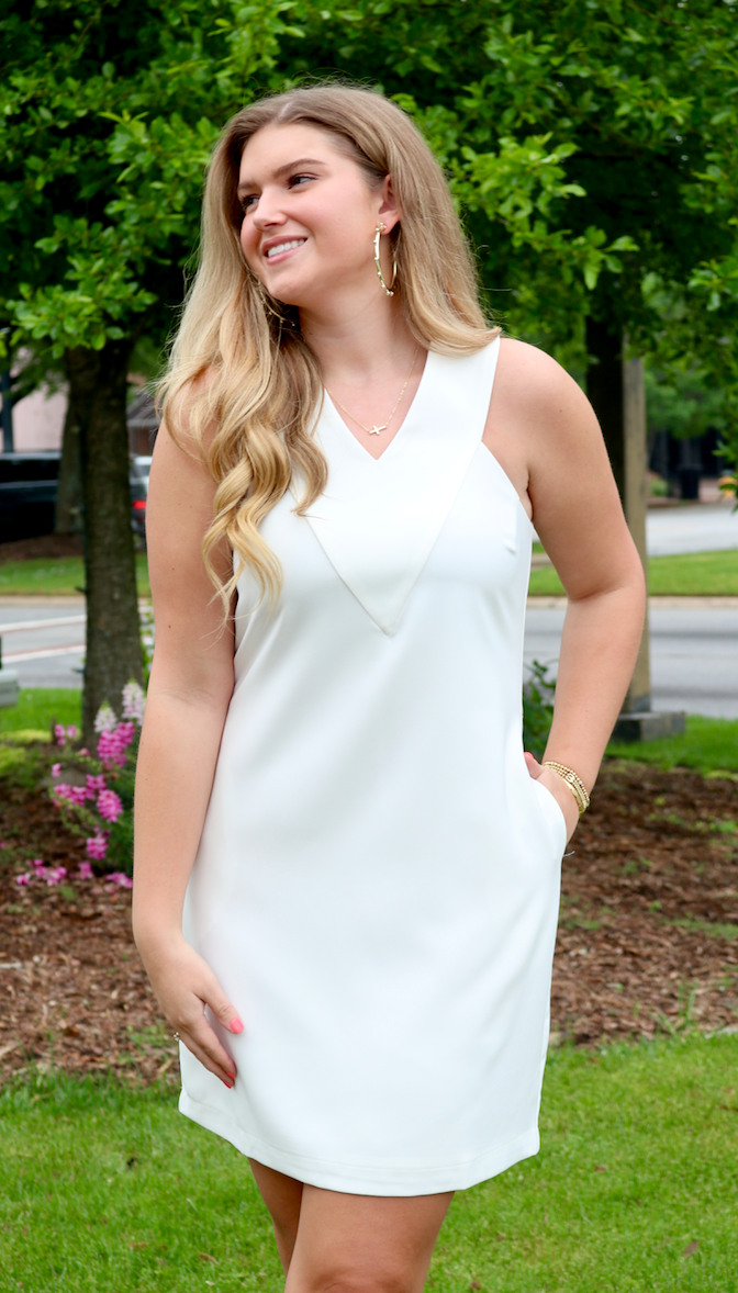 Danica V Neck Dress | White