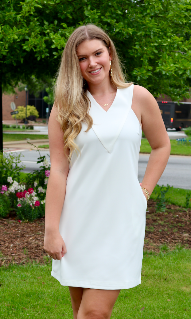 Danica V Neck Dress | White
