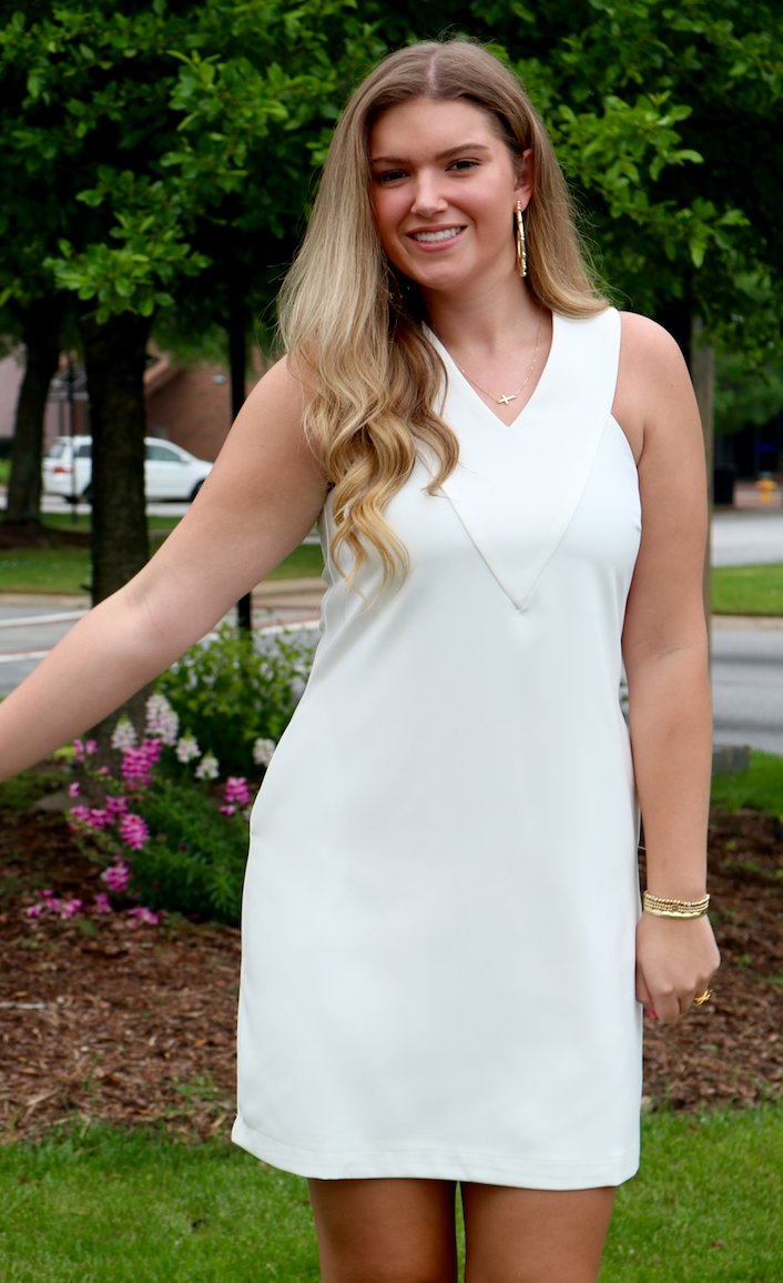 Danica V Neck Dress | White