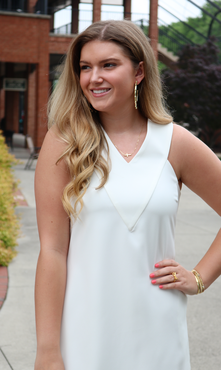 Danica V Neck Dress | White