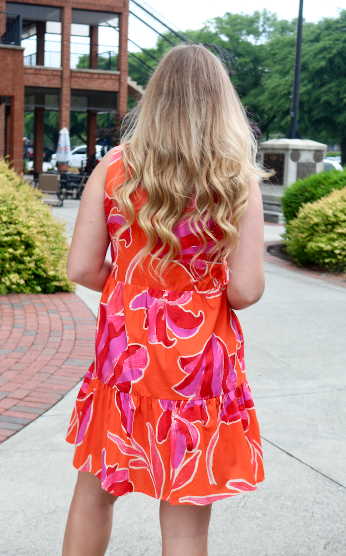 Tangerine Tango Floral Dress