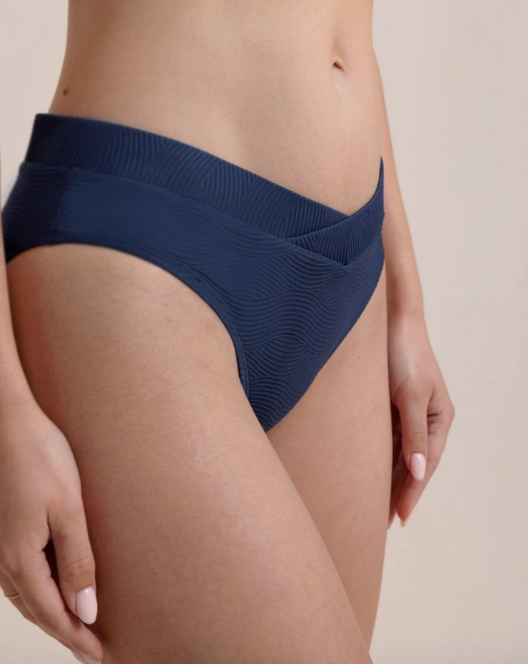 Wave Texture Cross Over Bikini Bottom