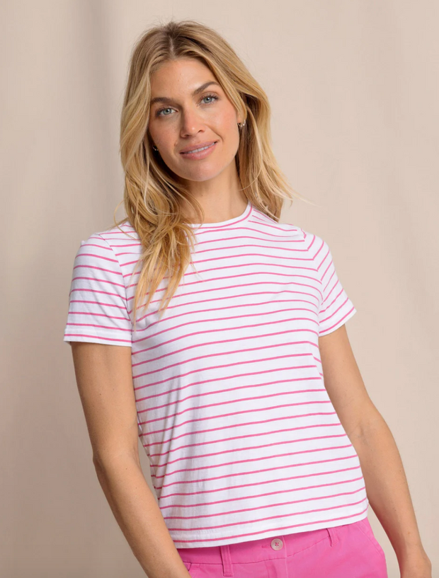 Sun Farer Stripe Crew Tee | Very Berry