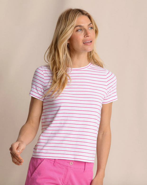 Sun Farer Stripe Crew Tee | Very Berry
