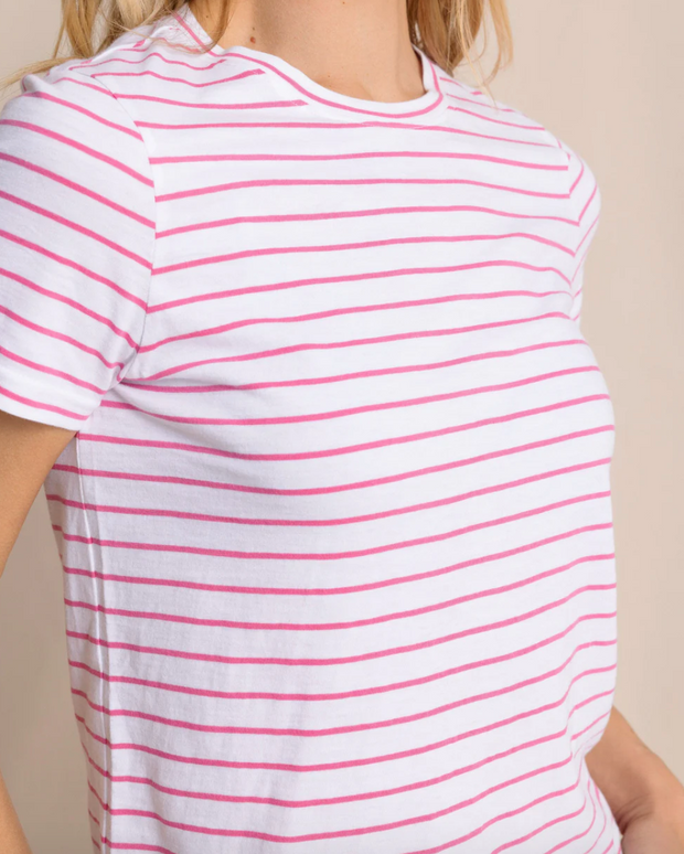 Sun Farer Stripe Crew Tee | Very Berry