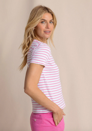 Sun Farer Stripe Crew Tee | Very Berry