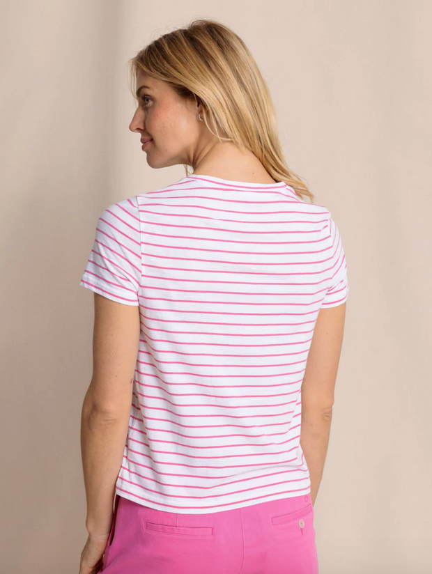 Sun Farer Stripe Crew Tee | Very Berry