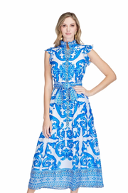 Blue Waves Button Front Maxi