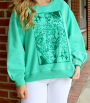 Emerald Green Queen Card Logo Sweatshirt