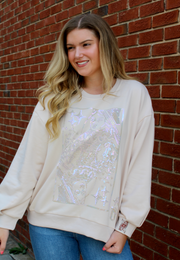 Beige Queen Card Logo Sweatshirt