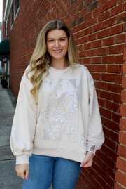 Beige Queen Card Logo Sweatshirt