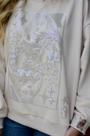 Beige Queen Card Logo Sweatshirt