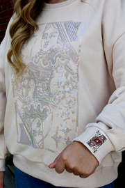 Beige Queen Card Logo Sweatshirt