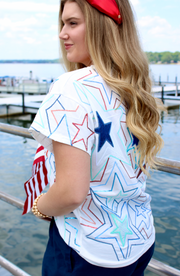 White, Red & Blue Groovy Star Tee