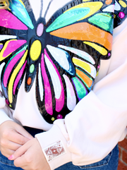 Beige Oversized Butterfly Sweatshirt
