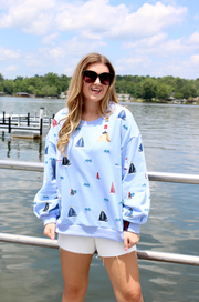Dusty Blue Sailboat Icon Sweatshirt