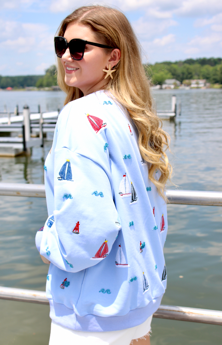 Dusty Blue Sailboat Icon Sweatshirt