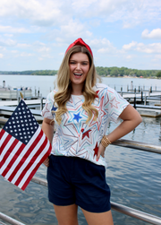 White, Red & Blue Groovy Star Tee