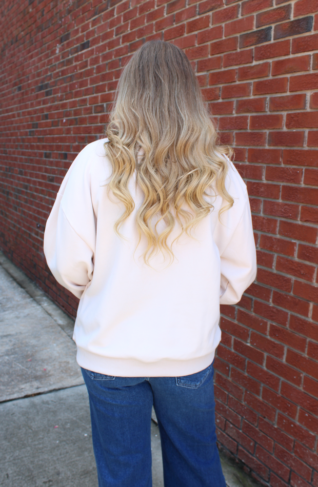Beige Oversized Butterfly Sweatshirt