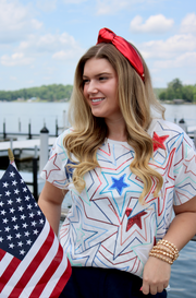 White, Red & Blue Groovy Star Tee