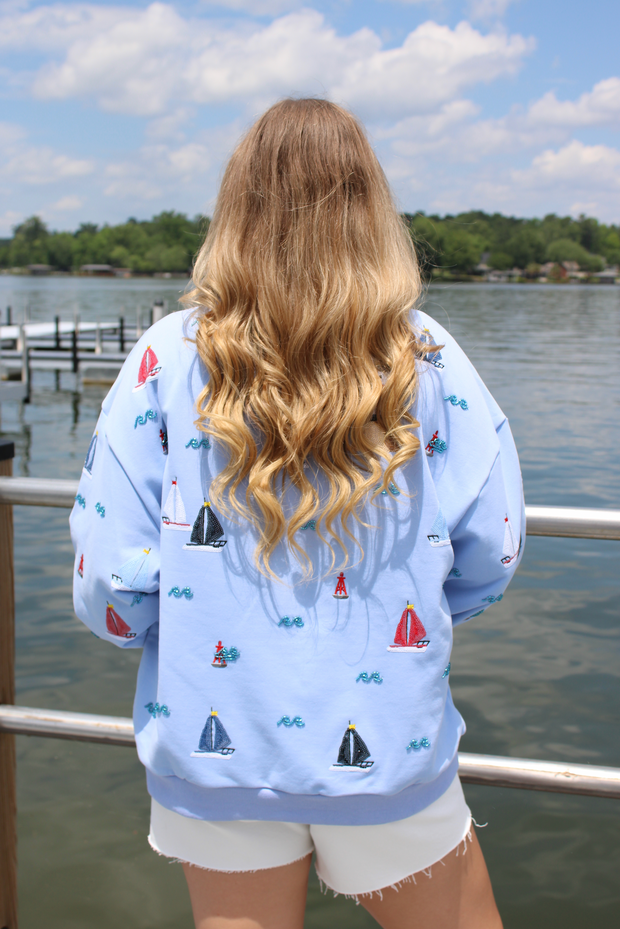 Dusty Blue Sailboat Icon Sweatshirt