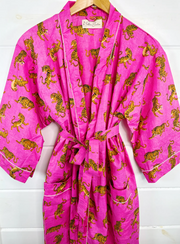 Comfy Chic Cotton Robe | Pink Tiger