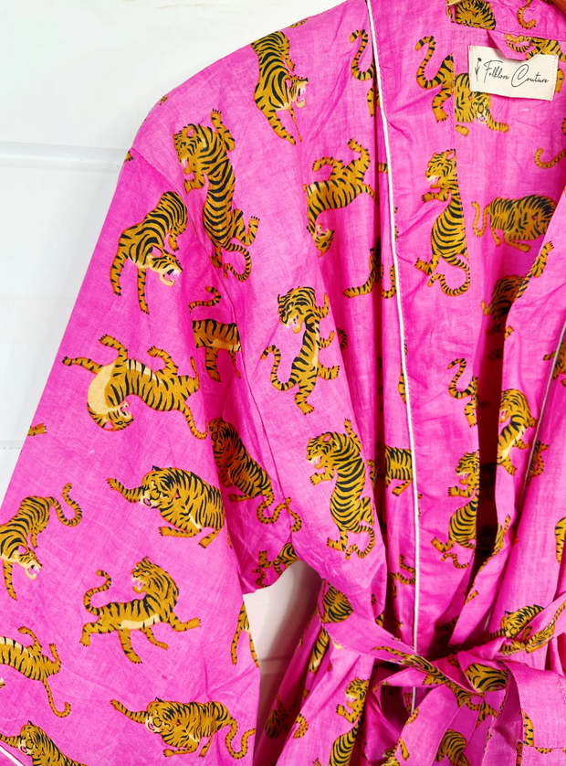 Comfy Chic Cotton Robe | Pink Tiger