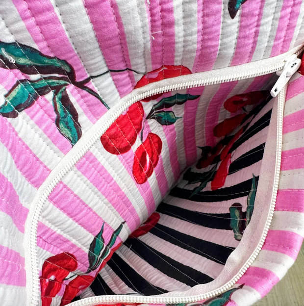 Quilted Weekender Duffle Bag |  Cherry Print