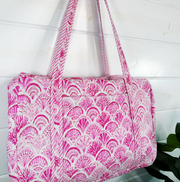 Quilted Weekender Duffle Bag |  Pink Shell