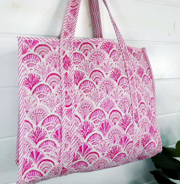 Quilted Tote | Pink Shell