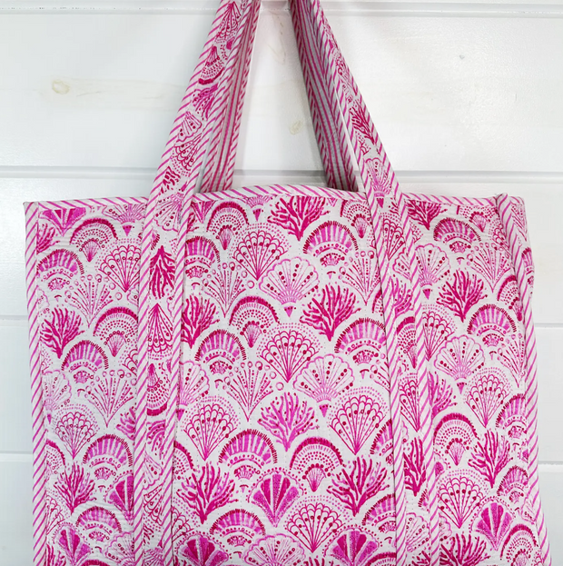 Quilted Tote | Pink Shell