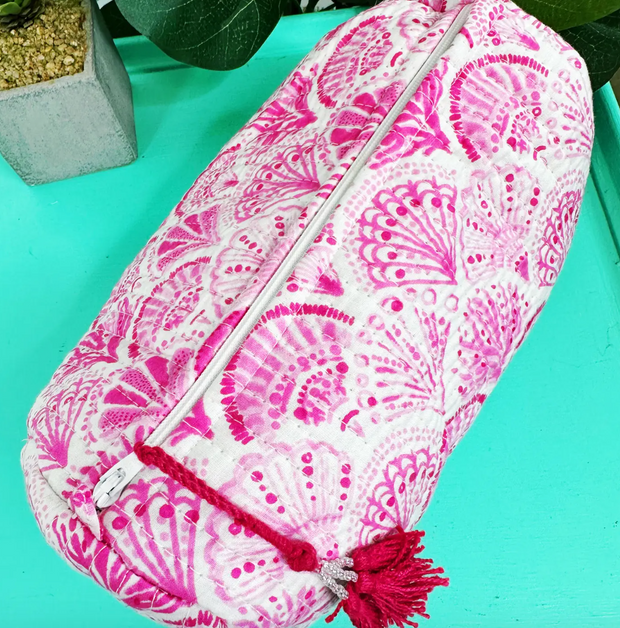Quilted Cosmetic Bag | Pink Shell