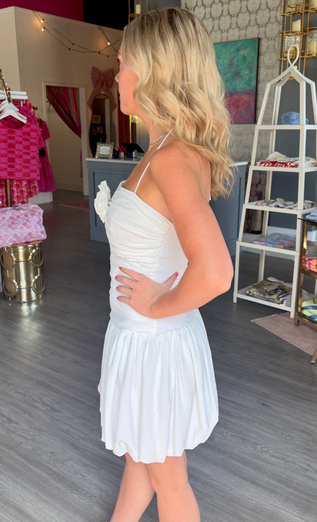 Faye Mini Dress | White - LARGE