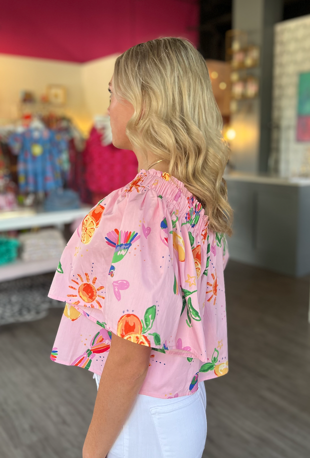 Toucan Floral Puff Sleeve Top