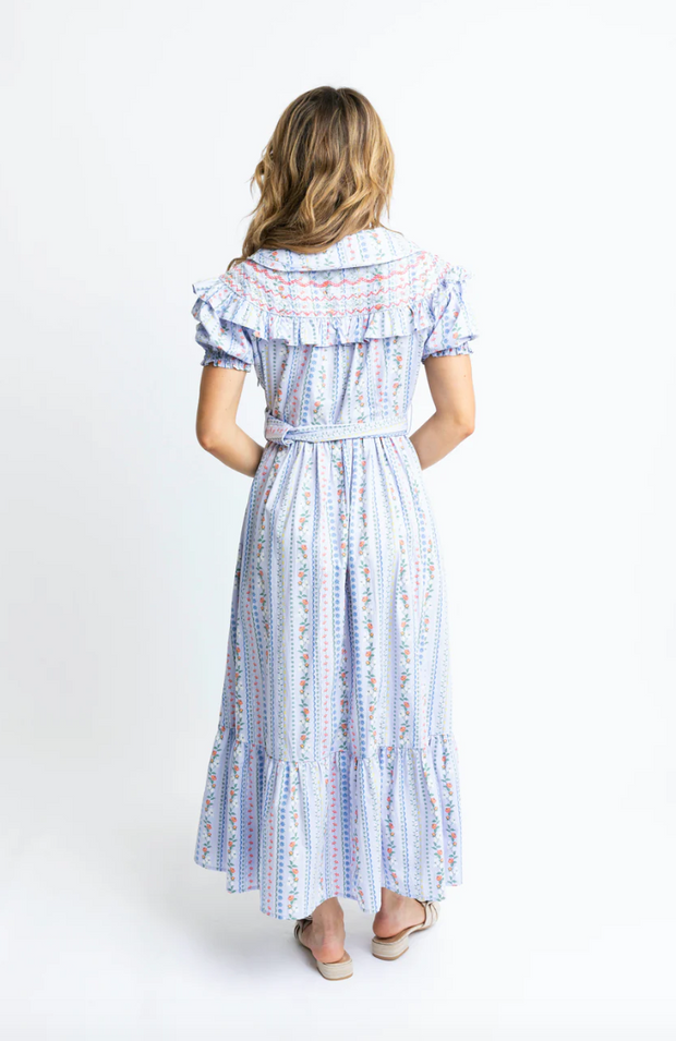 French Floral Belted Maxi Dress